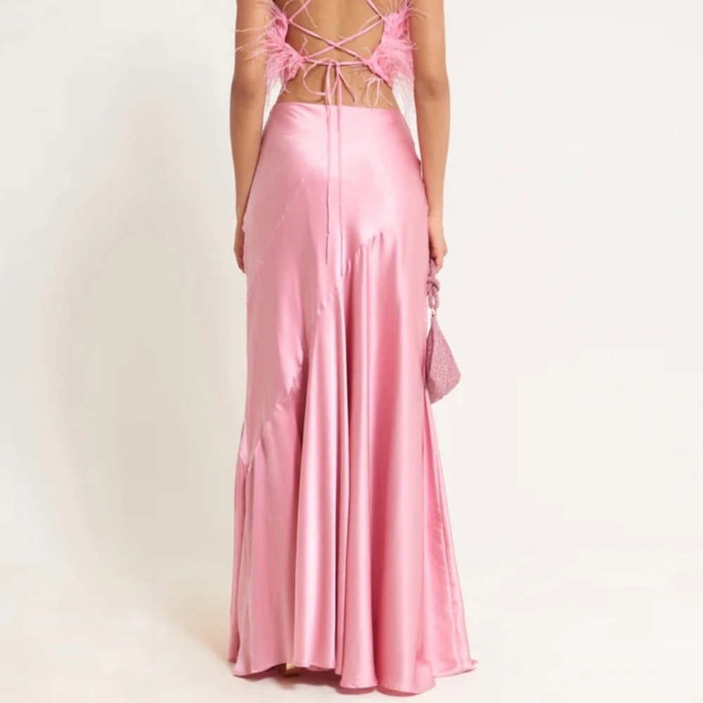Cult Gaia Blush Satin Maxi Skirt